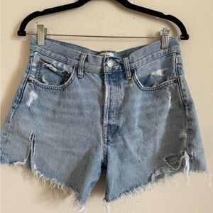 Agolde Parker Light Blue Distressed Jean Shorts